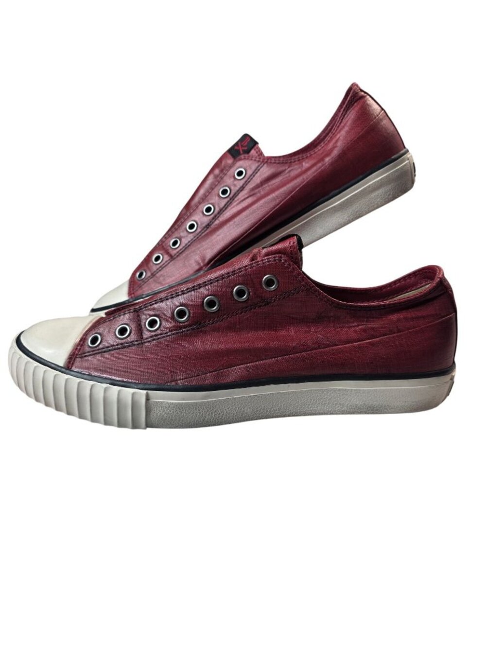 John Varvatos Bootleg Coated Linen Red Slip-On Sneakers Size 9M
